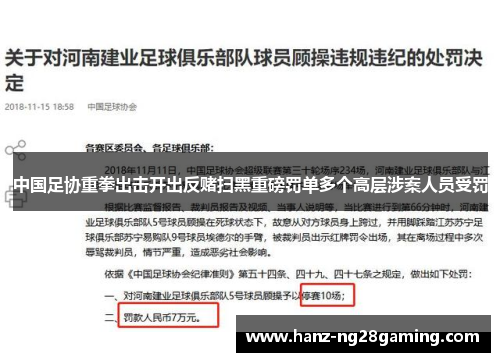 中国足协重拳出击开出反赌扫黑重磅罚单多个高层涉案人员受罚